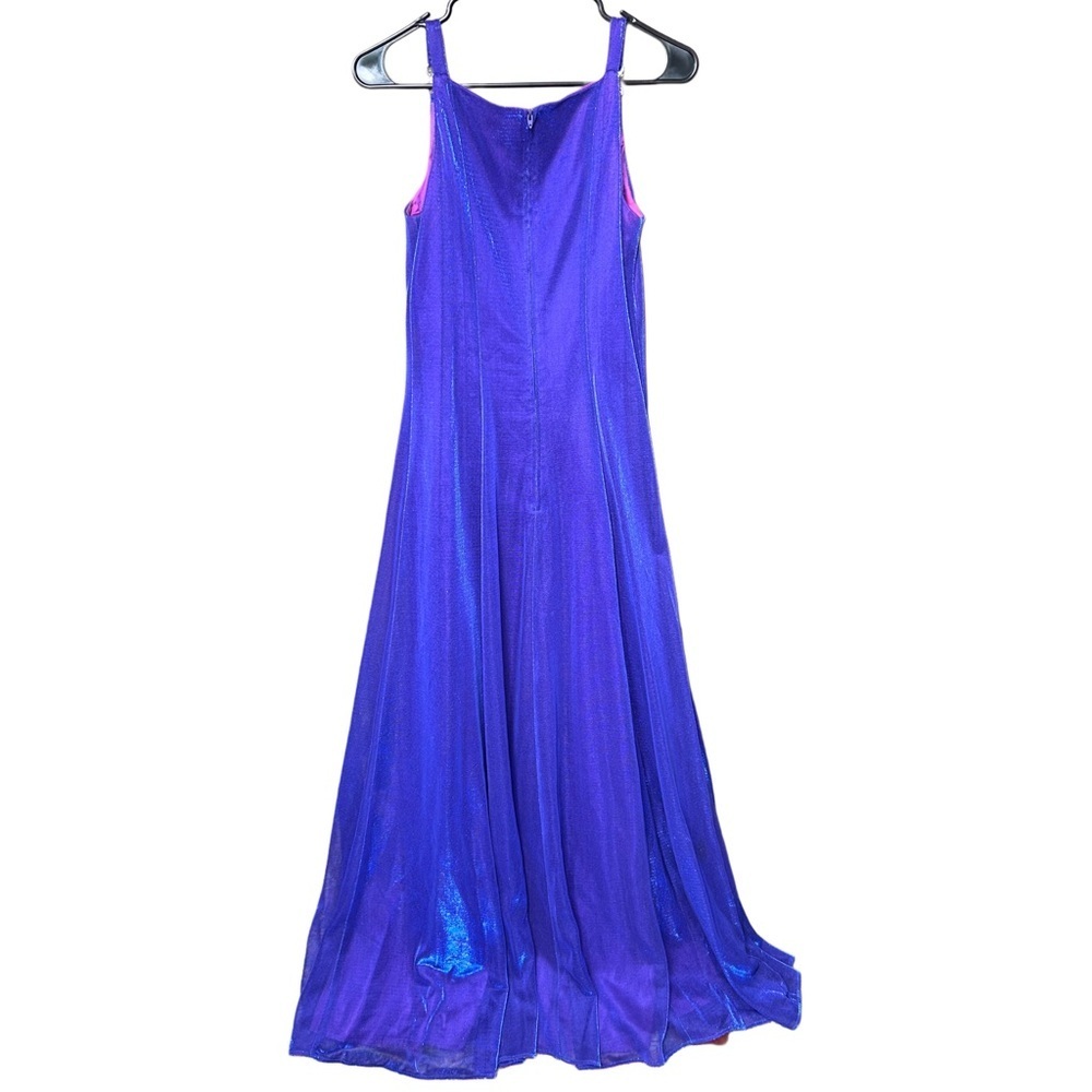 Sleeveless Purple Prom Gown with Silver Detailing - Picture 3 of 7